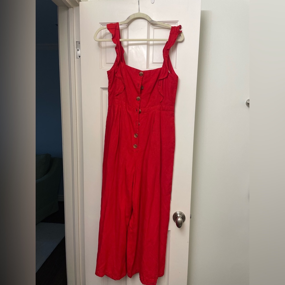 Red Carter linen red jumpsuit suit